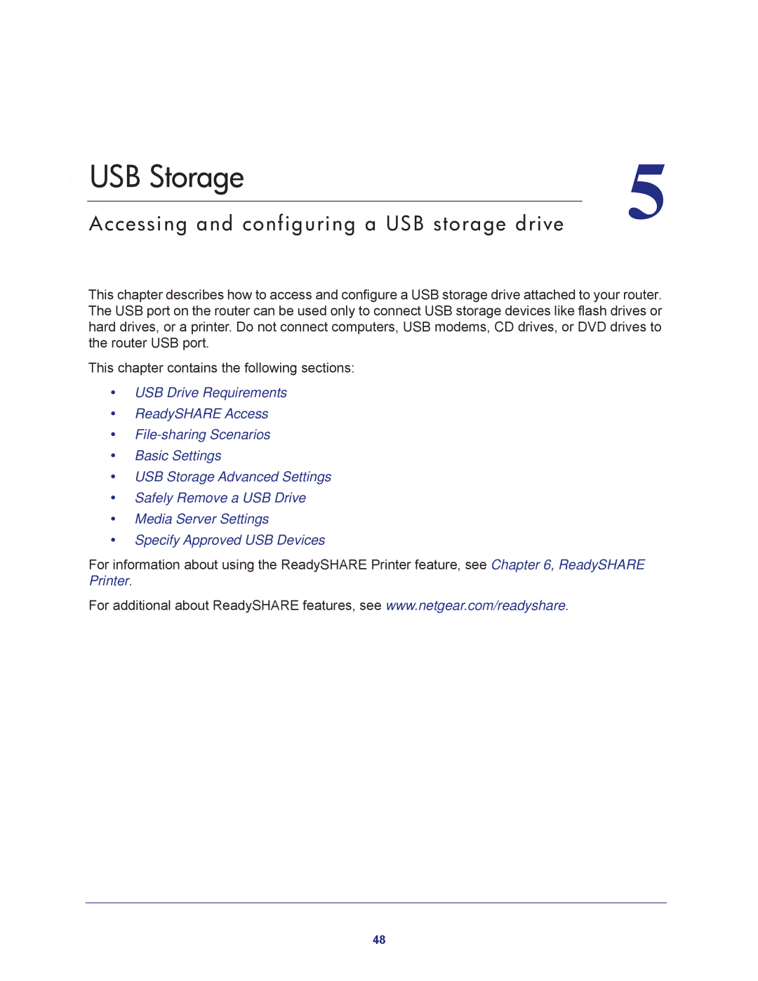 NETGEAR R6200-100NAS user manual USB Storage, Accessing and configuring a USB storage drive 