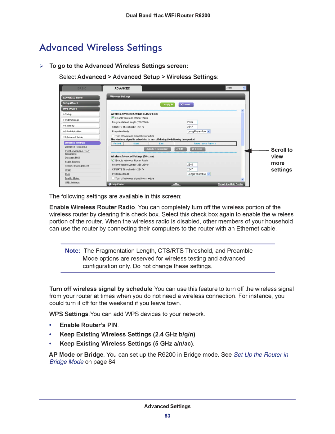 NETGEAR R6200-100NAS user manual Advanced Wireless Settings 