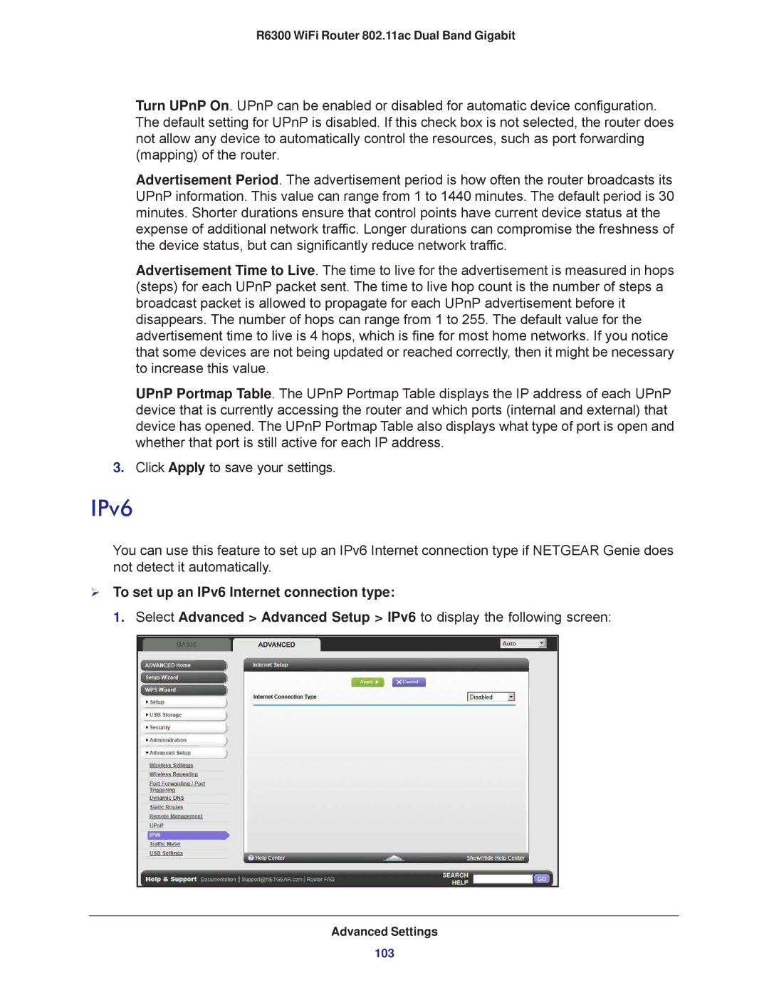 NETGEAR R6300-100NAS user manual  To set up an IPv6 Internet connection type 