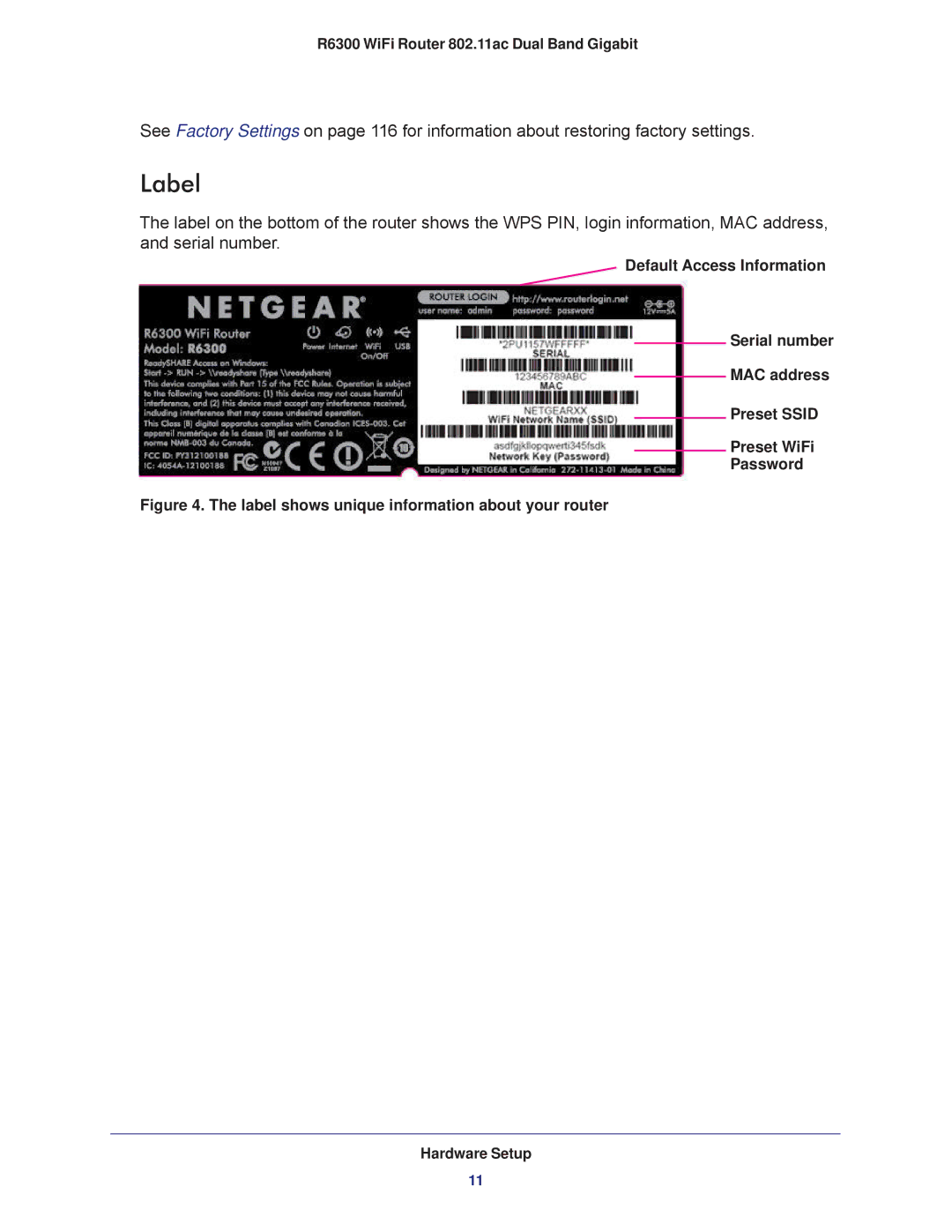 NETGEAR R6300-100NAS user manual Label 