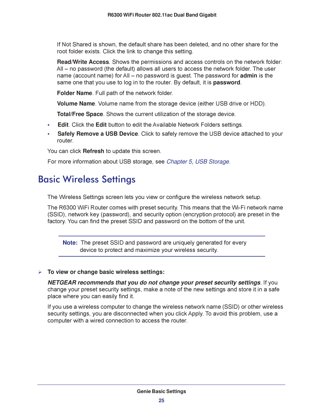 NETGEAR R6300-100NAS user manual Basic Wireless Settings,  To view or change basic wireless settings 