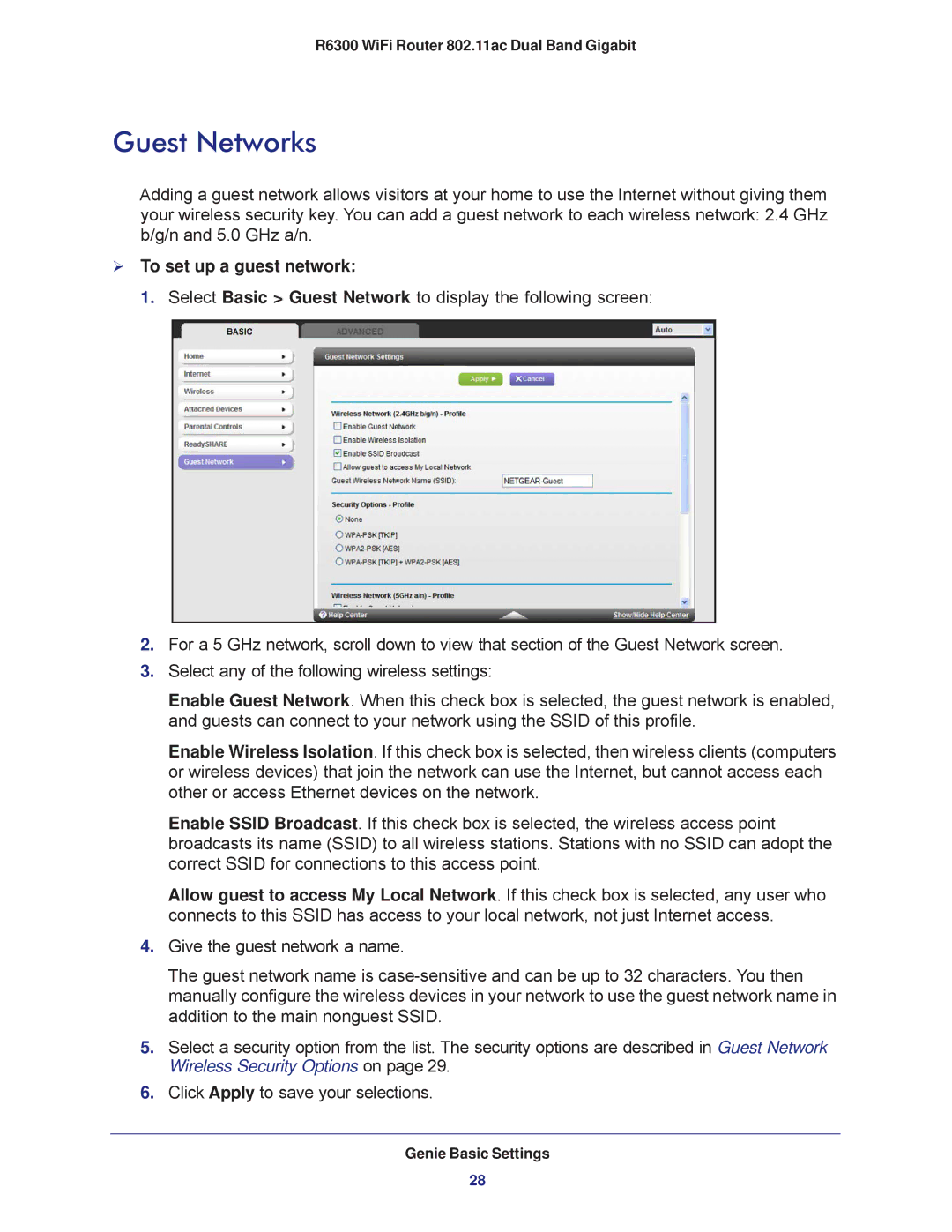 NETGEAR R6300-100NAS user manual Guest Networks,  To set up a guest network 