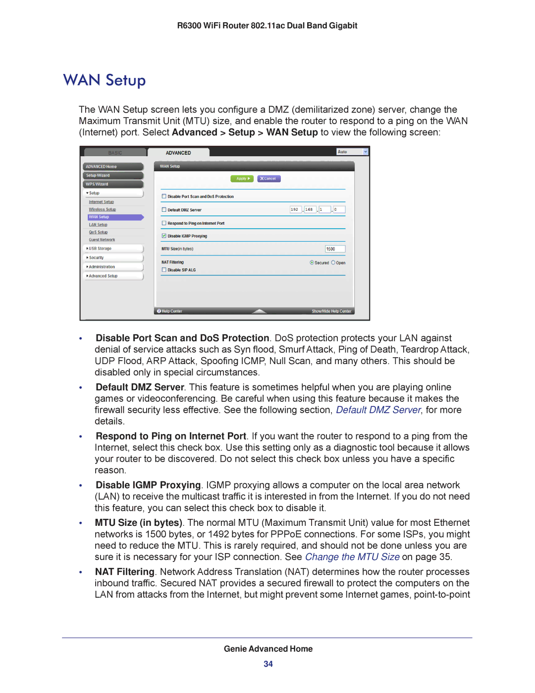 NETGEAR R6300-100NAS user manual WAN Setup 