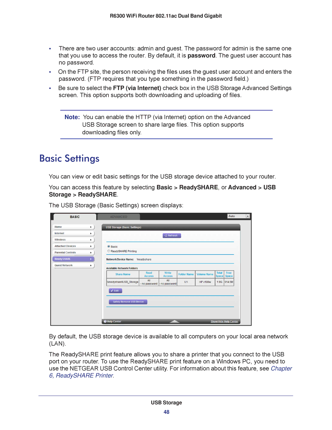 NETGEAR R6300-100NAS user manual Basic Settings 