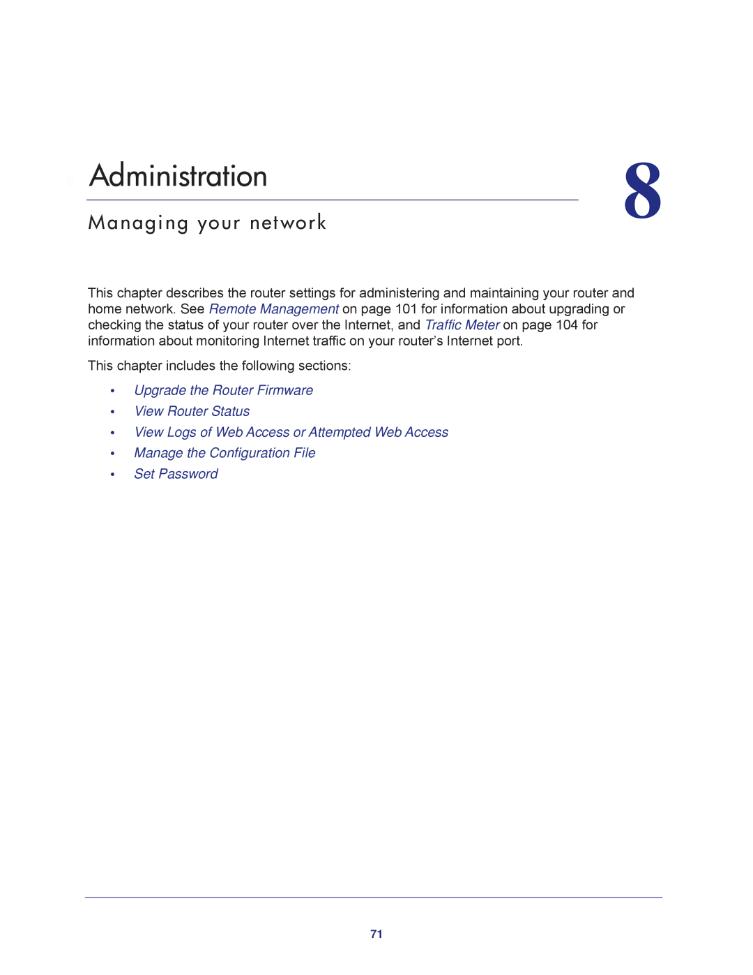 NETGEAR R6300-100NAS user manual Administration, Managing your network 