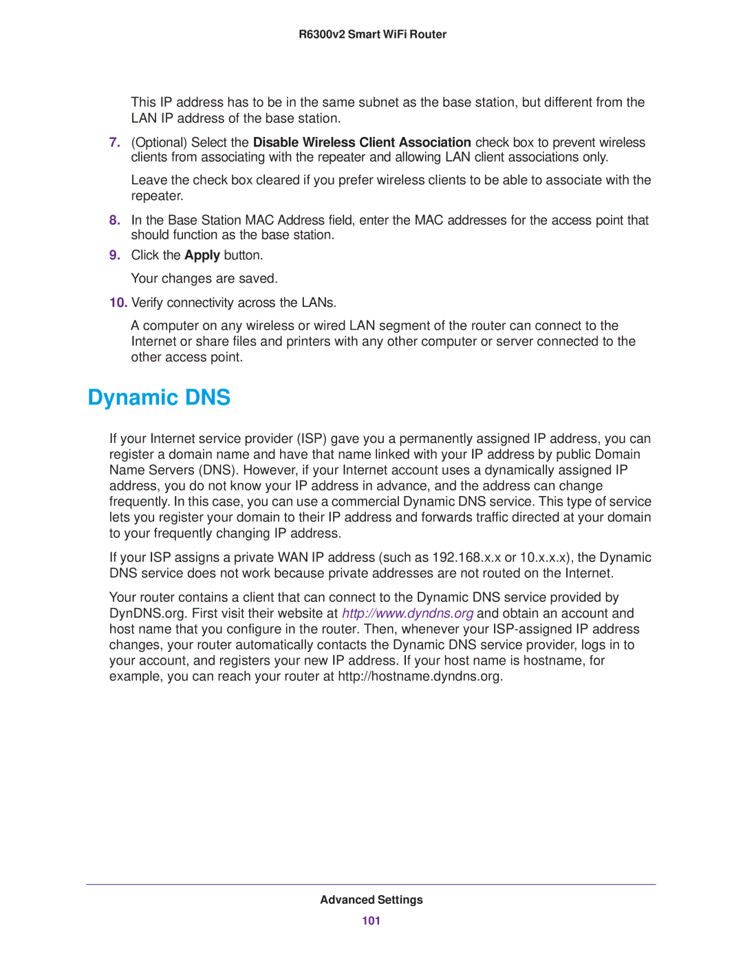 NETGEAR R6300 user manual Dynamic DNS 