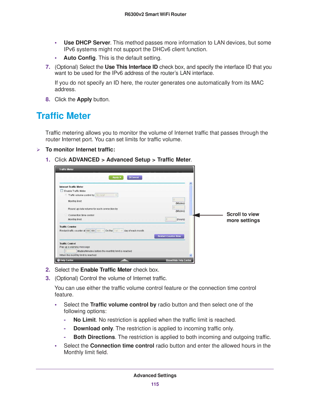 NETGEAR R6300 user manual Traffic Meter 