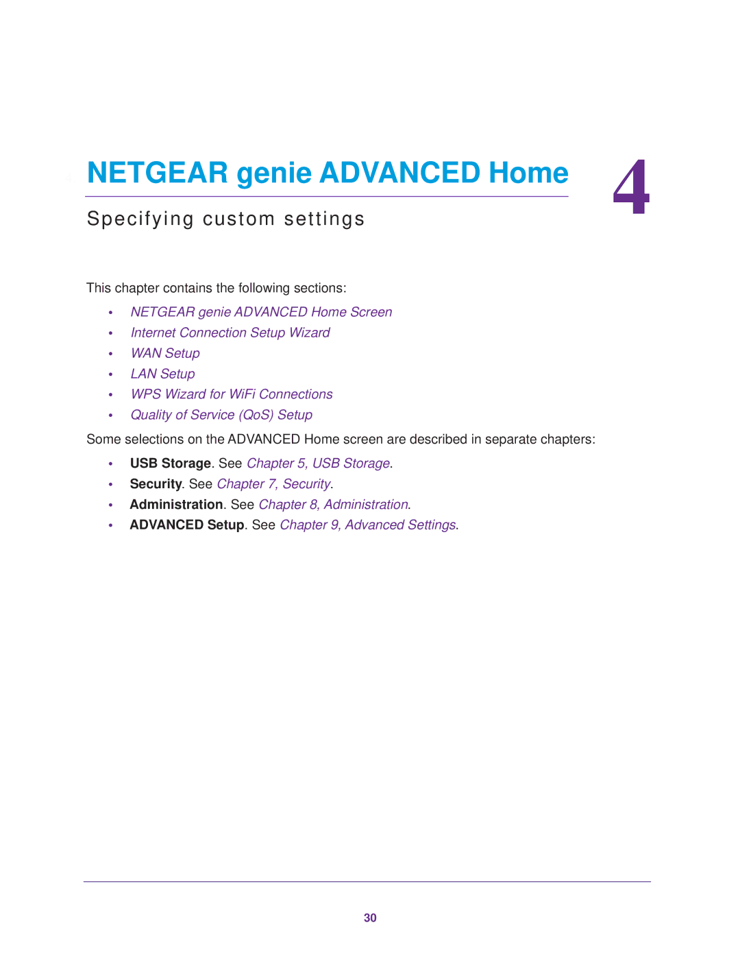 NETGEAR R6300 user manual Netgear genie Advanced Home, Specifying custom settings 