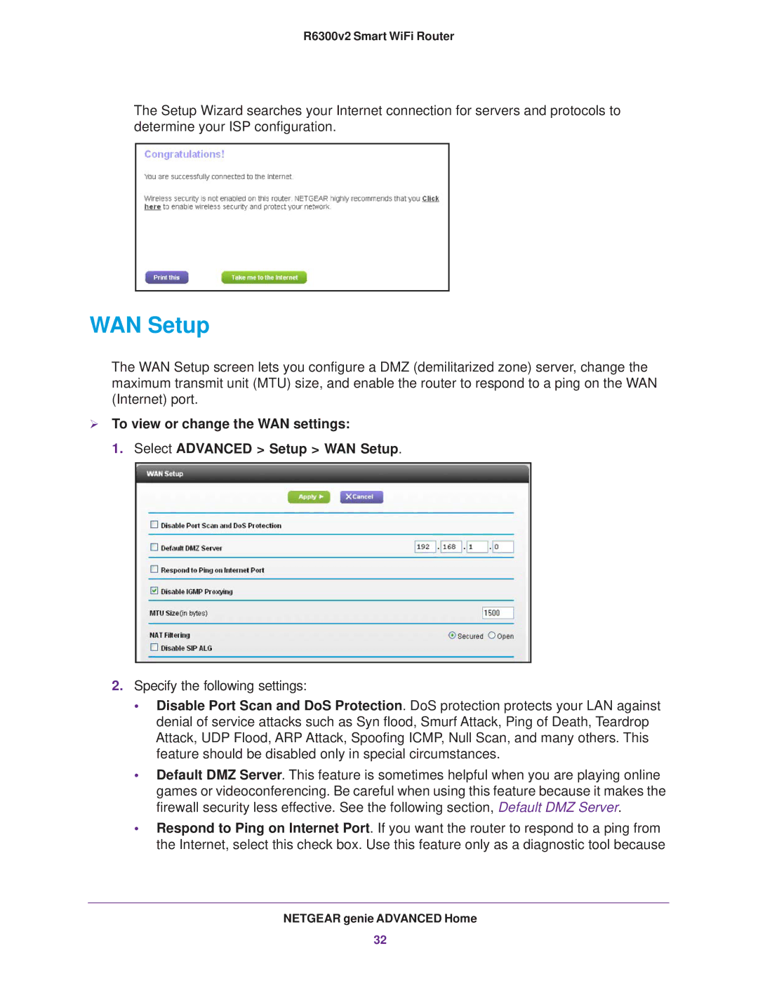 NETGEAR R6300 user manual WAN Setup 