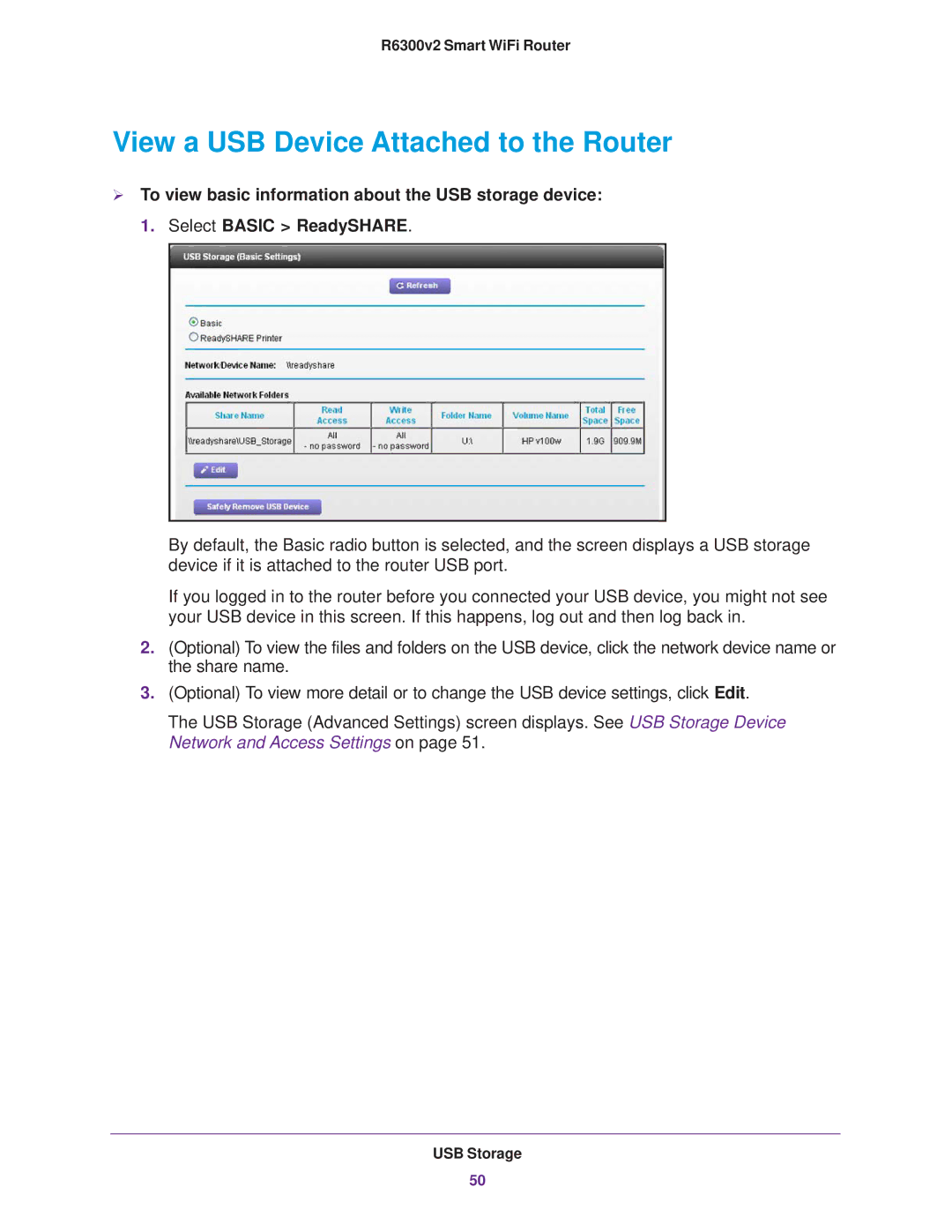 NETGEAR R6300 user manual View a USB Device Attached to the Router 