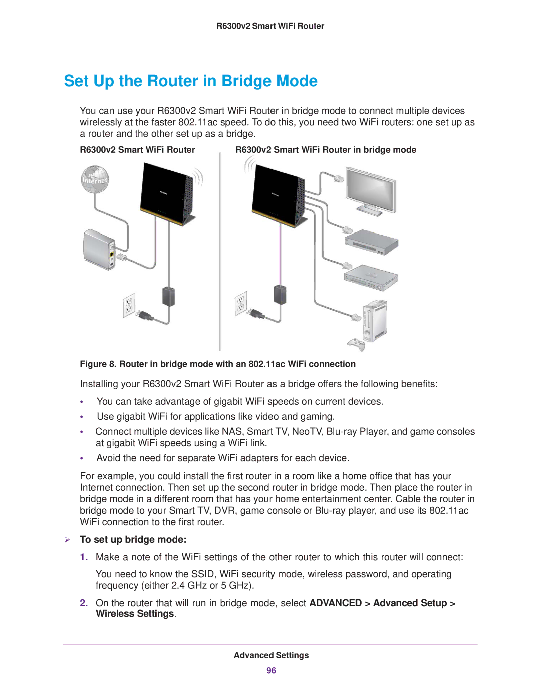 NETGEAR R6300 user manual Set Up the Router in Bridge Mode,  To set up bridge mode 