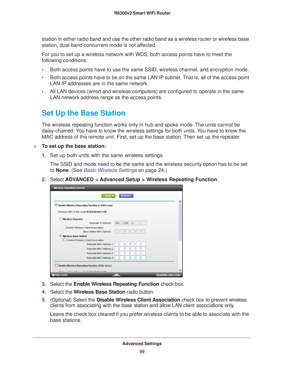 NETGEAR R6300 user manual Set Up the Base Station,  To set up the base station 