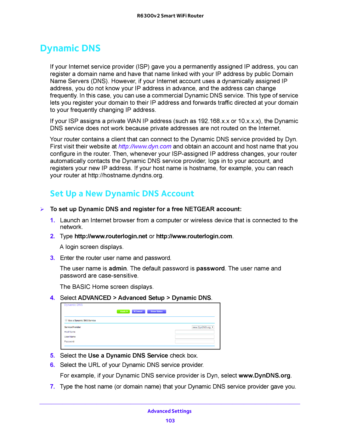 NETGEAR R6300v2 user manual Set Up a New Dynamic DNS Account 