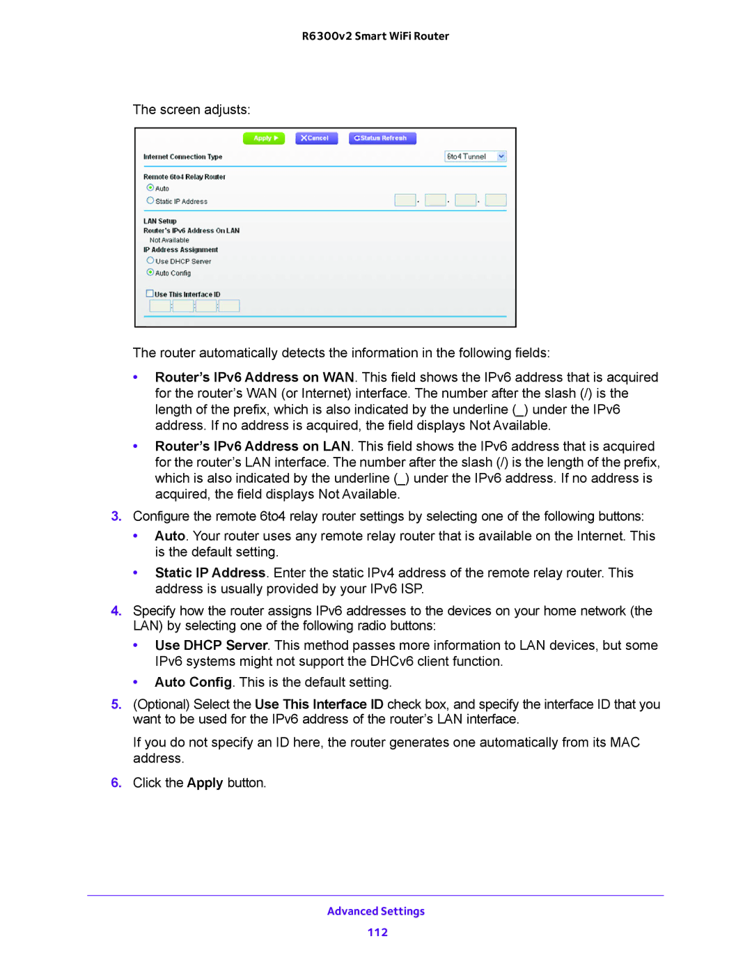 NETGEAR R6300v2 user manual Advanced Settings 112 