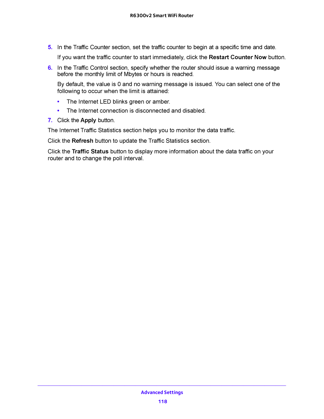 NETGEAR R6300v2 user manual Advanced Settings 118 