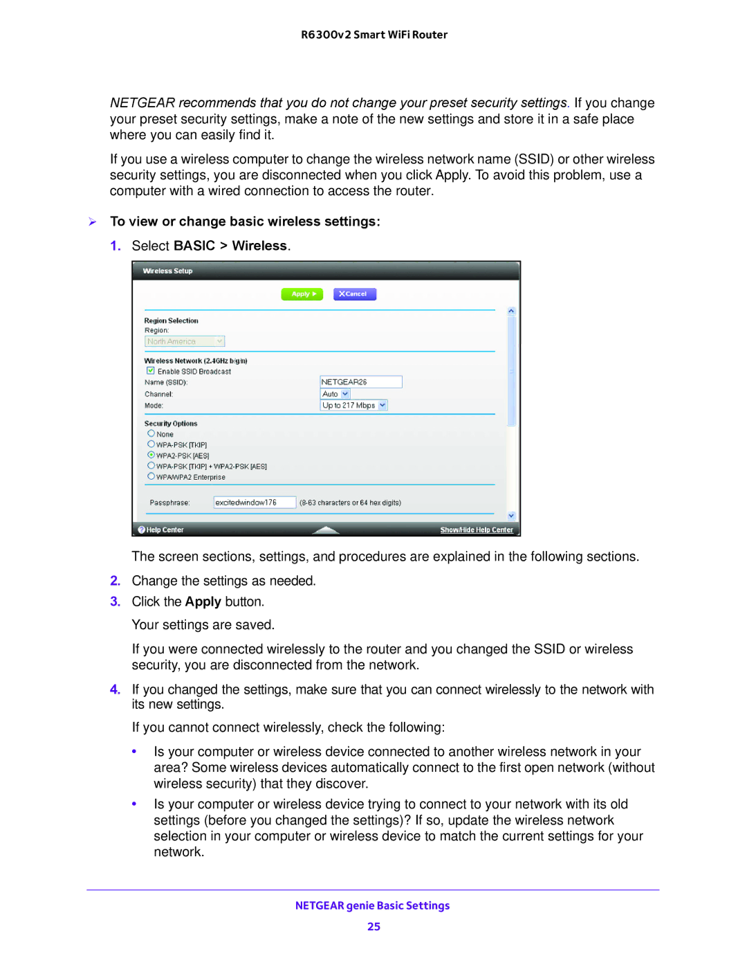 NETGEAR R6300v2 user manual Netgear genie Basic Settings 