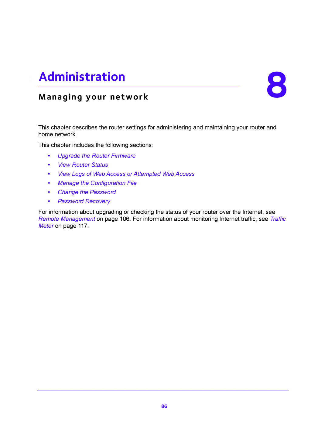 NETGEAR R6300v2 user manual Administration, Managing your network 