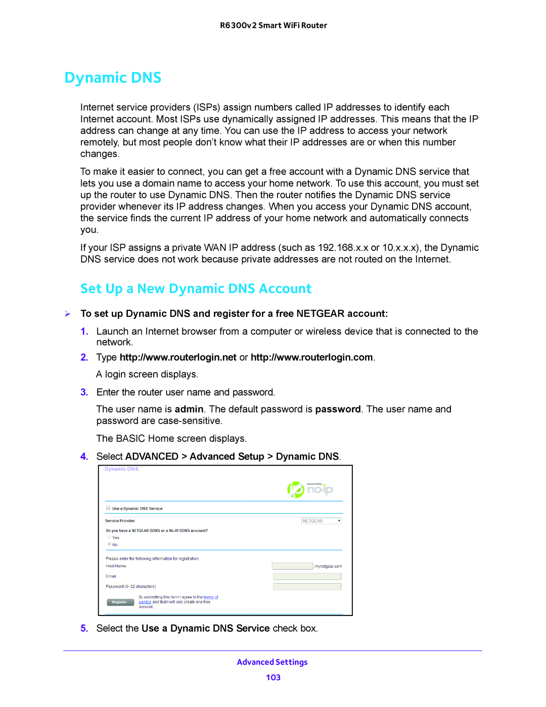 NETGEAR R6300v2 user manual Set Up a New Dynamic DNS Account 