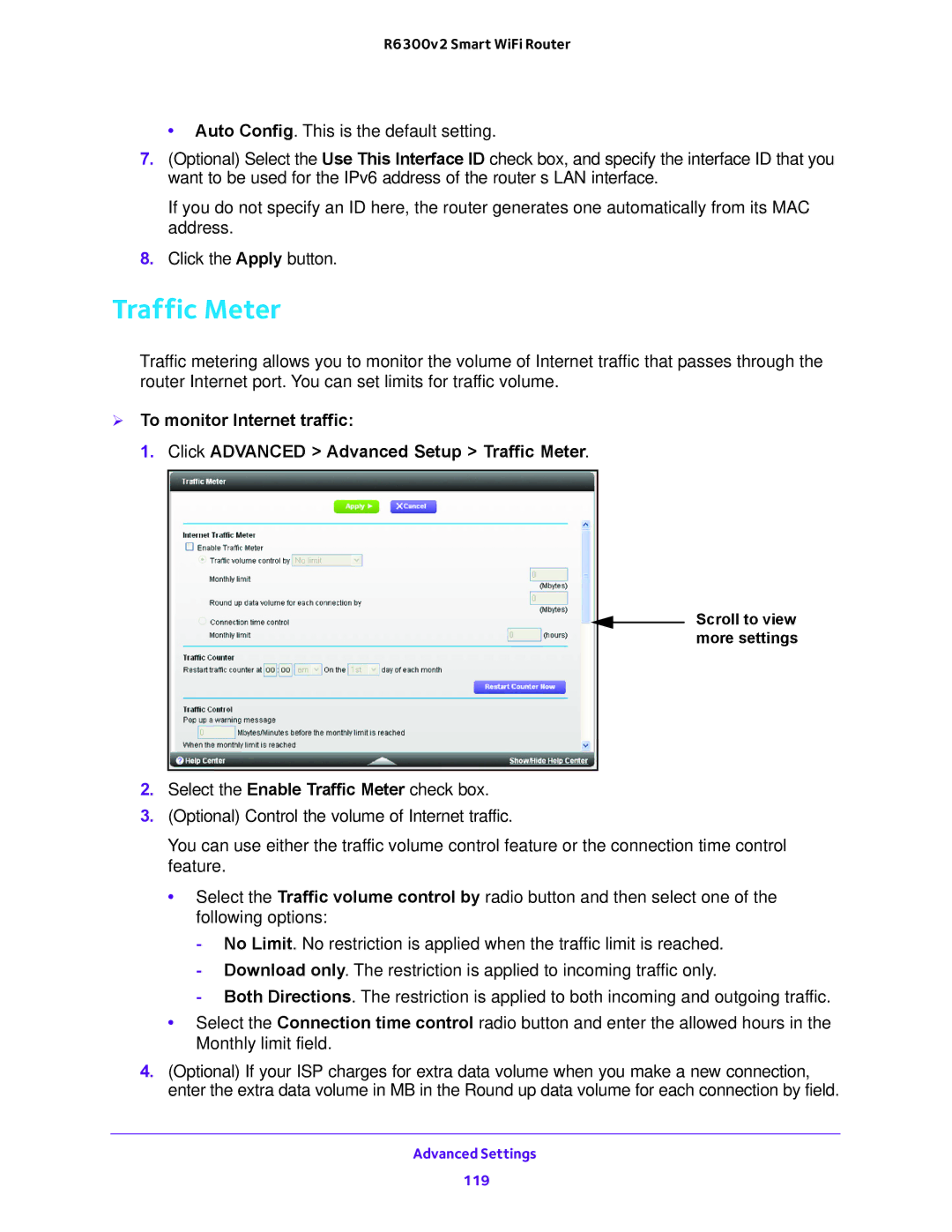 NETGEAR R6300v2 user manual Traffic Meter 