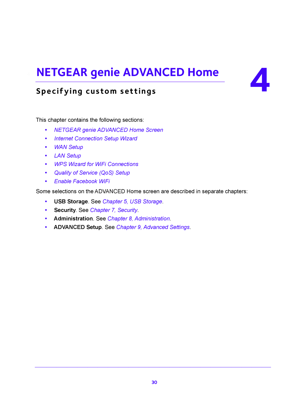 NETGEAR R6300v2 user manual Netgear genie Advanced Home, Specifying custom settings 