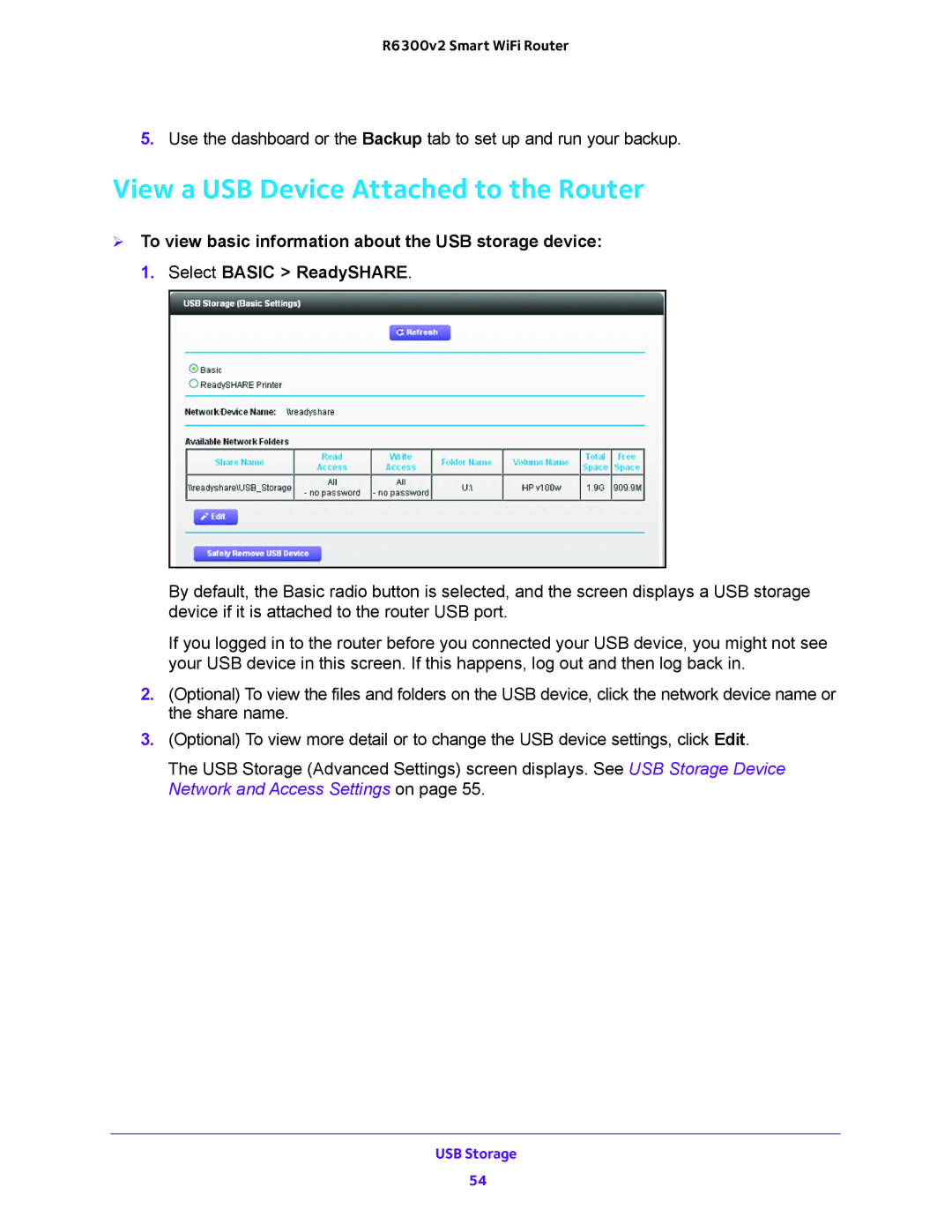 NETGEAR R6300v2 user manual View a USB Device Attached to the Router 