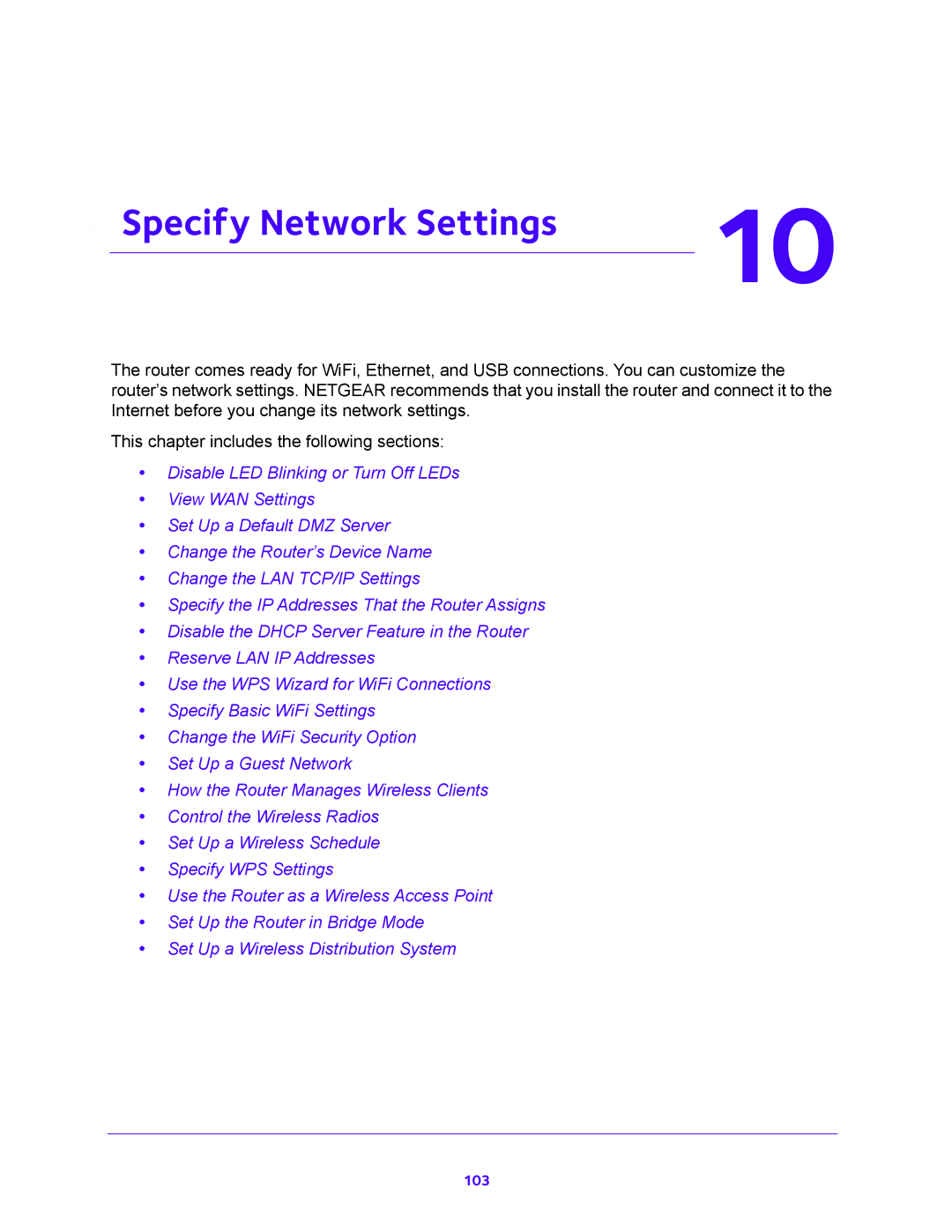 NETGEAR R6700 user manual Specify Network Settings 