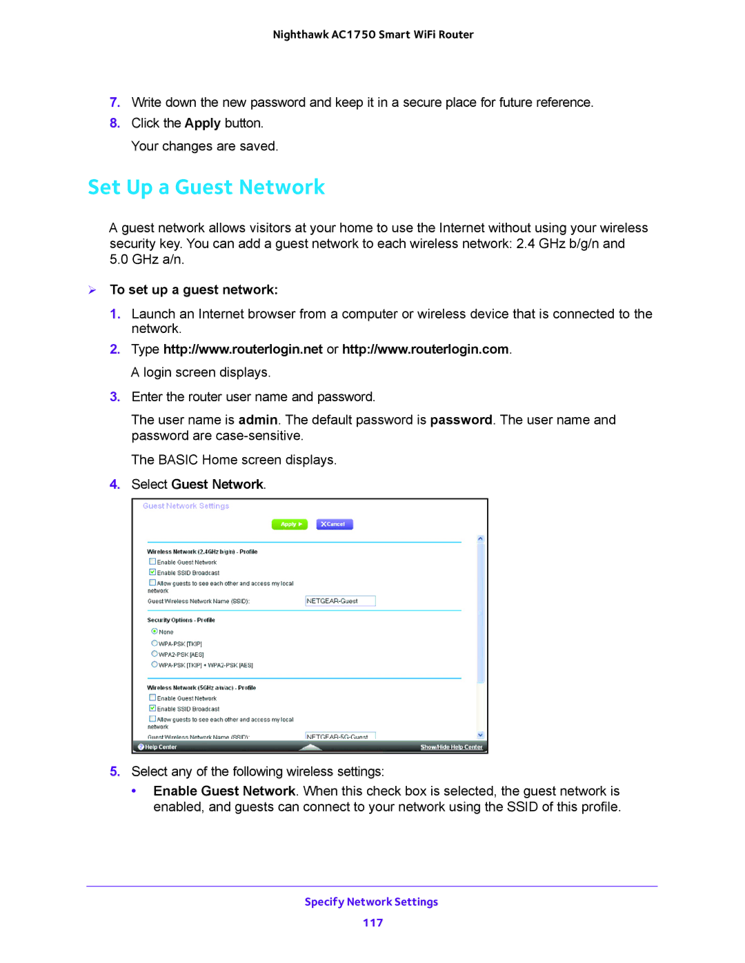 NETGEAR R6700 user manual Set Up a Guest Network,  To set up a guest network, Select Guest Network 