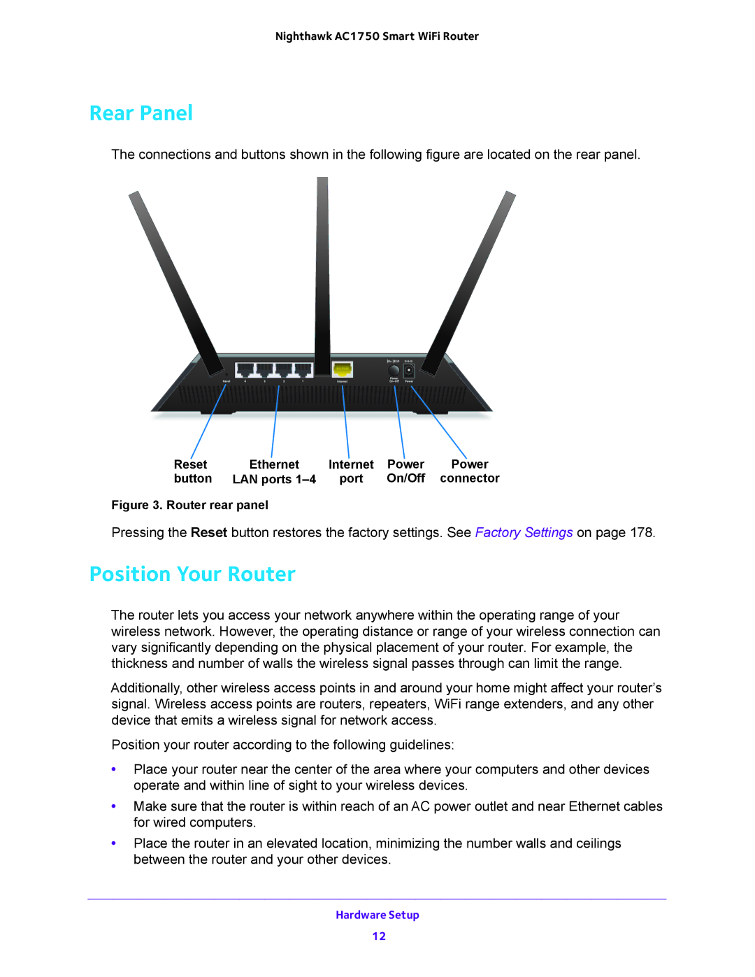 NETGEAR R6700 user manual Rear Panel, Position Your Router 