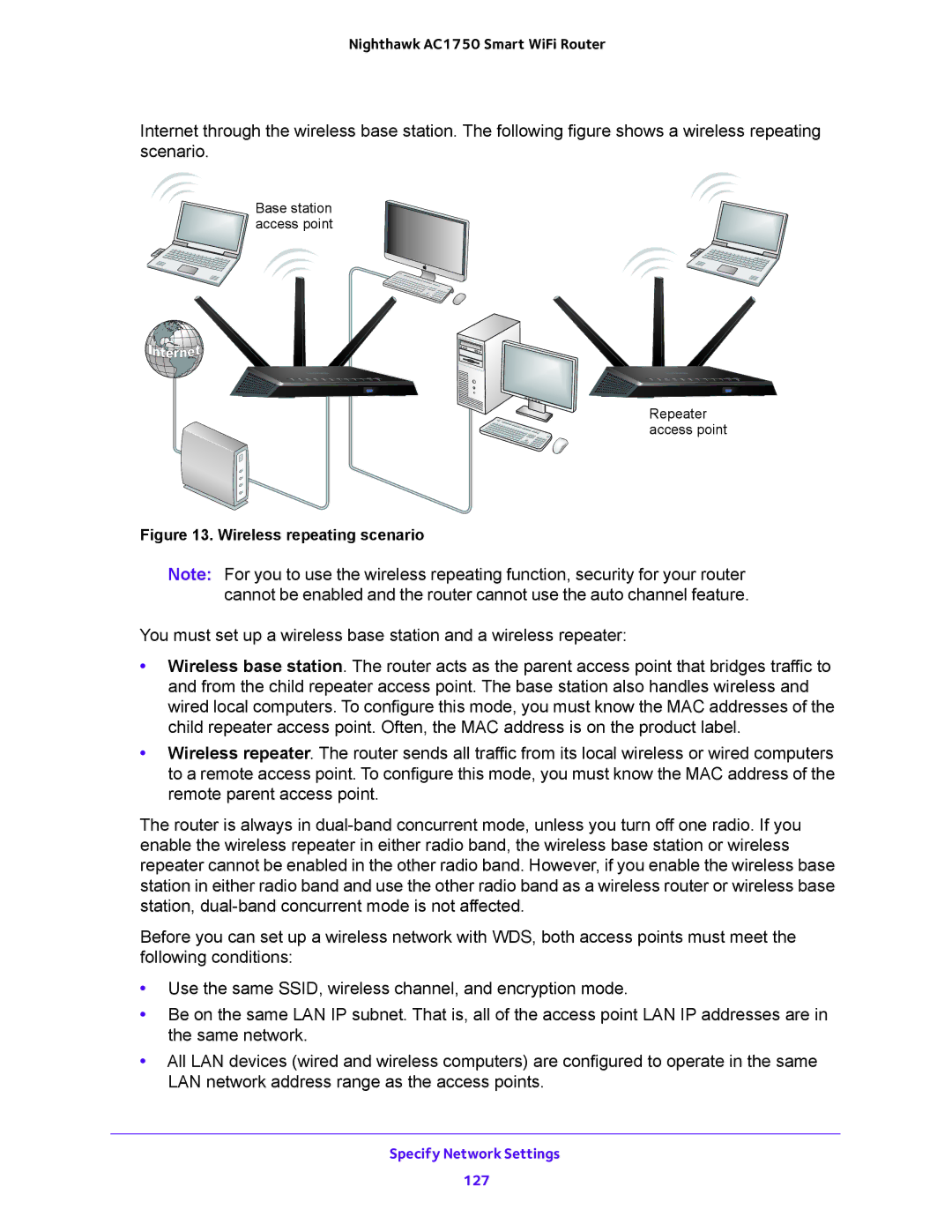 NETGEAR R6700 user manual Specify Network Settings 127 