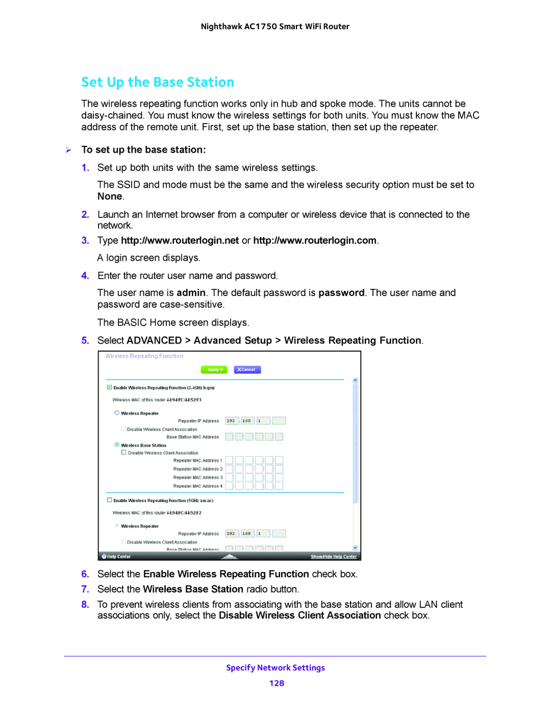 NETGEAR R6700 user manual Set Up the Base Station,  To set up the base station 