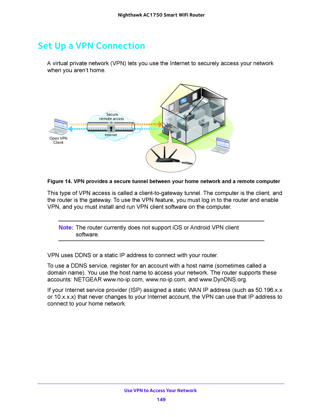 NETGEAR R6700 user manual Set Up a VPN Connection 