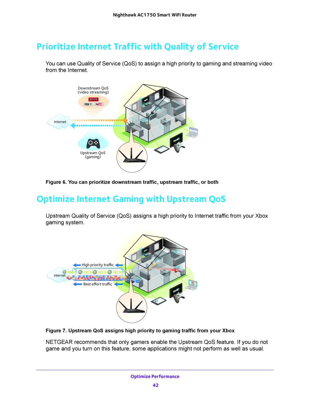 NETGEAR R6700 user manual Prioritize Internet Traffic with Quality of Service, Optimize Internet Gaming with Upstream QoS 