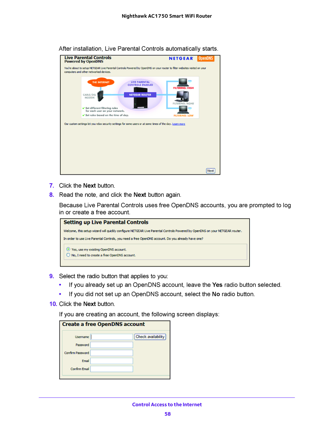 NETGEAR R6700 user manual Control Access to the Internet 