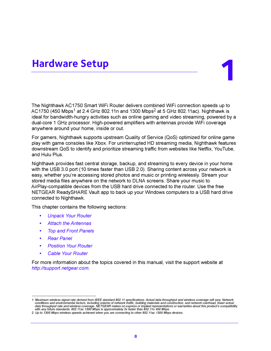 NETGEAR R6700 user manual Hardware Setup 