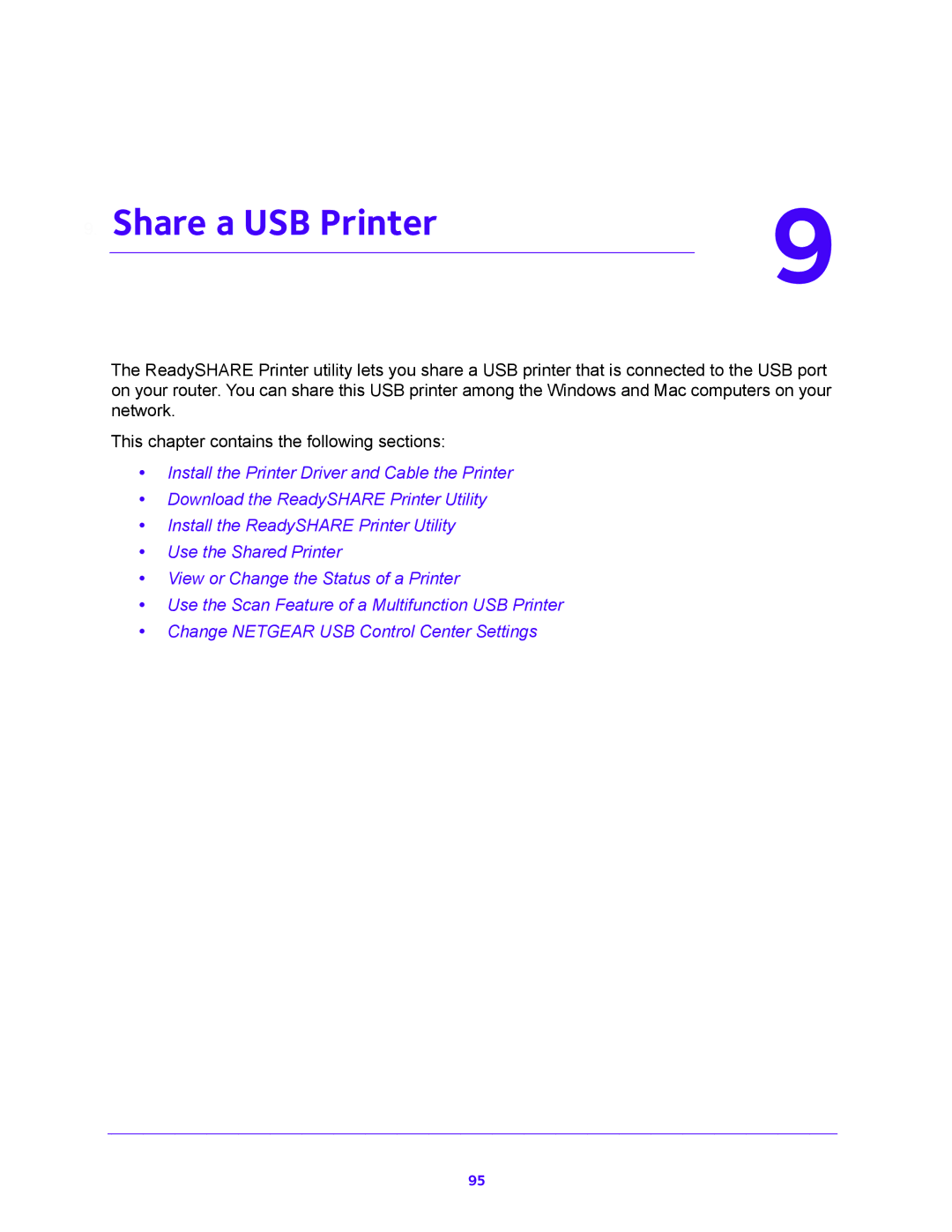 NETGEAR R6700 user manual Share a USB Printer 