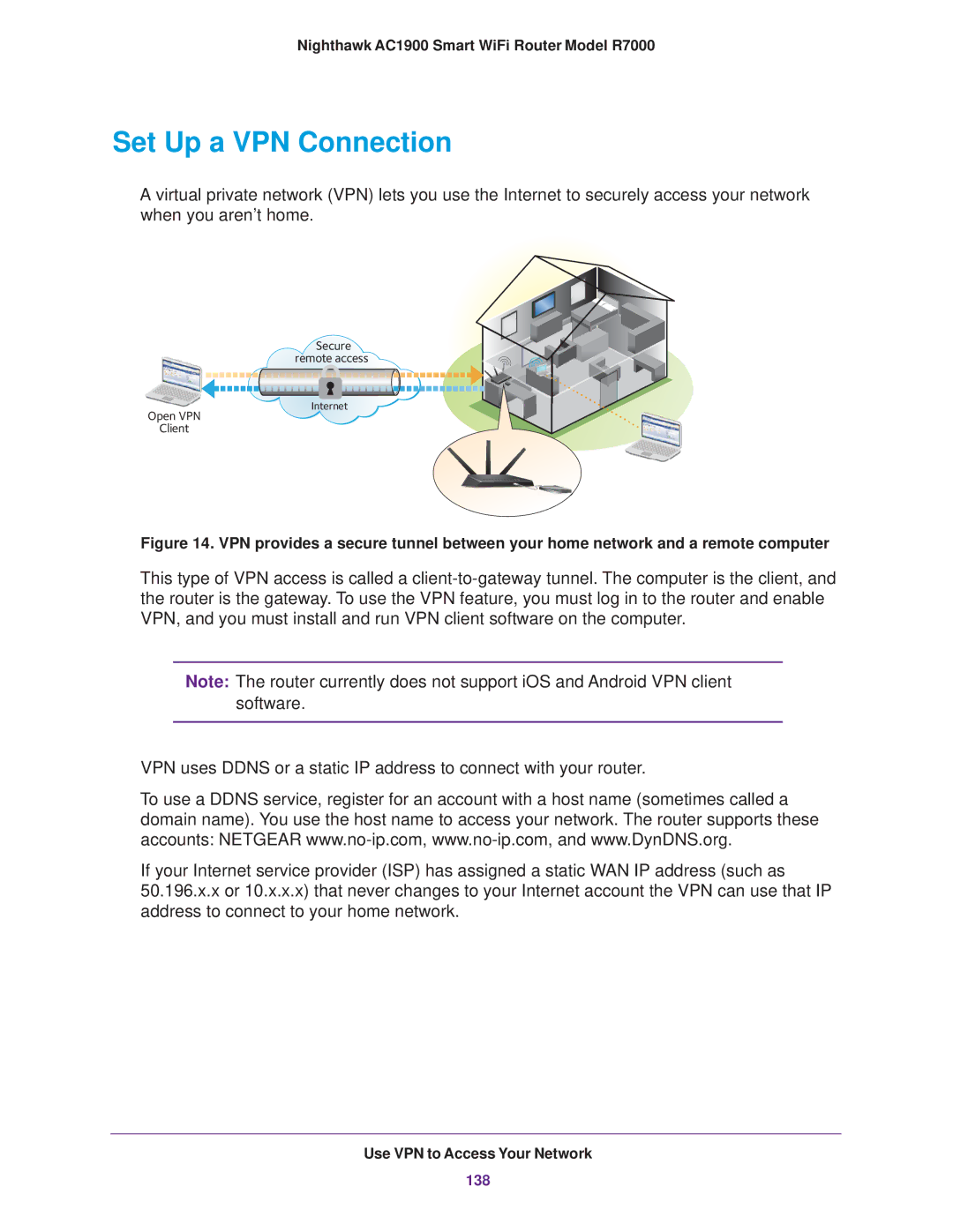 NETGEAR R7000 user manual Set Up a VPN Connection 