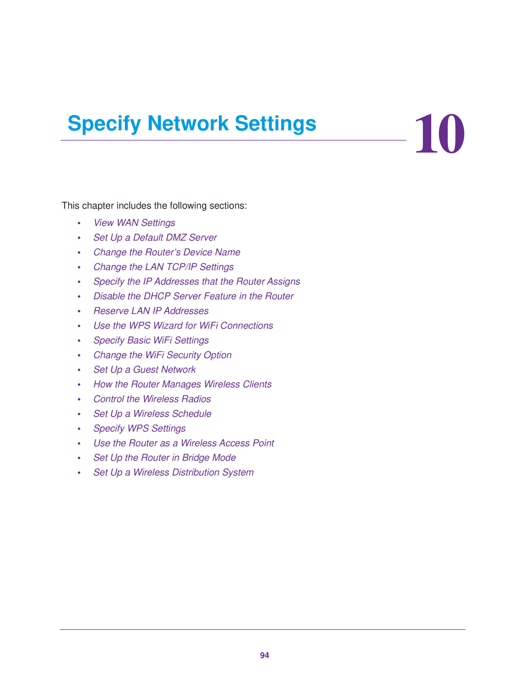 NETGEAR R7000 user manual Specify Network Settings 