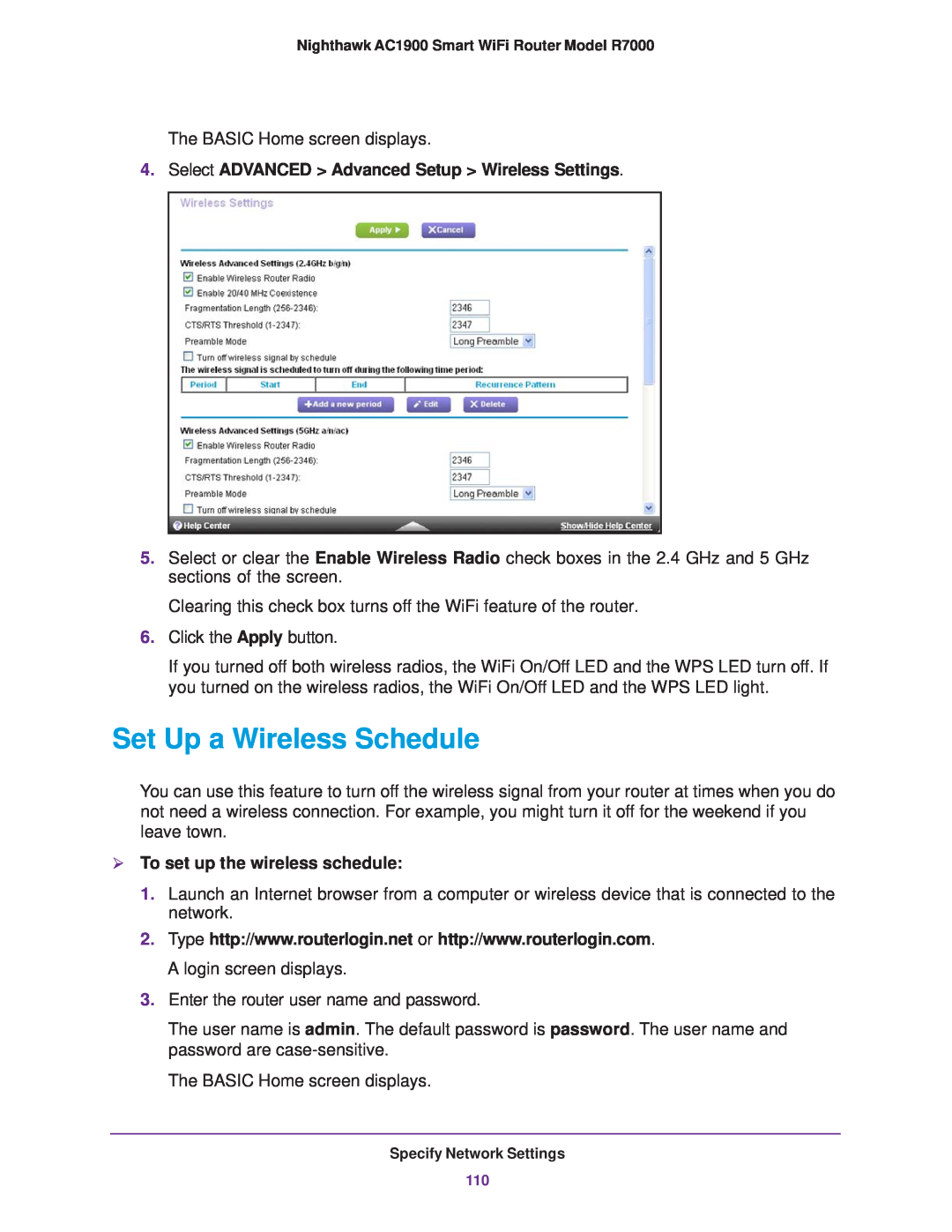 NETGEAR R7000 user manual Set Up a Wireless Schedule,  To set up the wireless schedule 