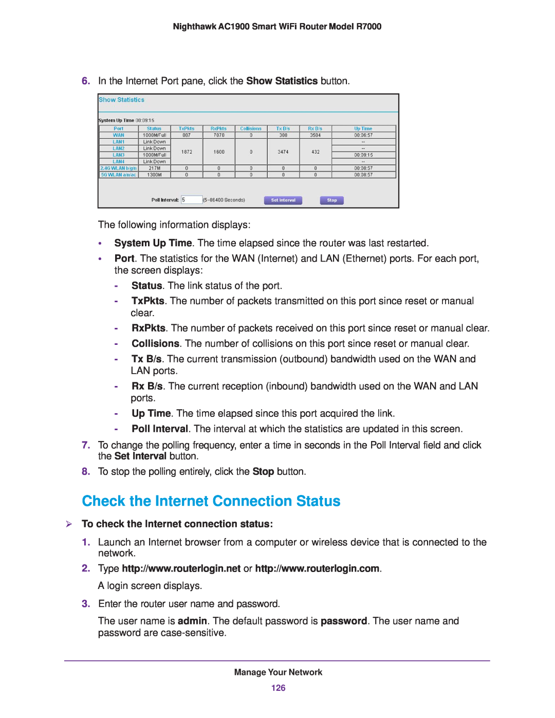NETGEAR R7000 user manual Check the Internet Connection Status,  To check the Internet connection status 