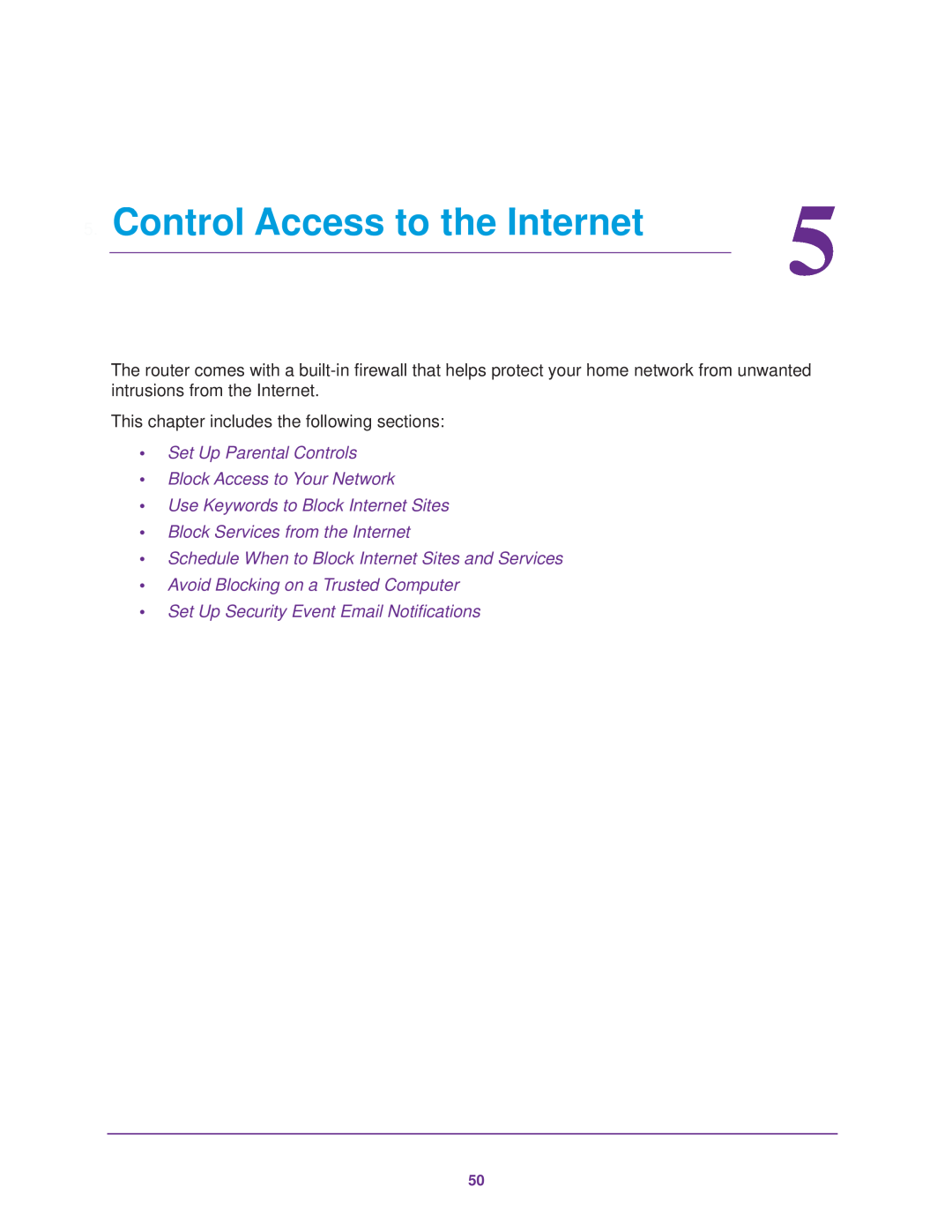 NETGEAR R7000 user manual Control Access to the Internet, Set Up Parental Controls Block Access to Your Network 
