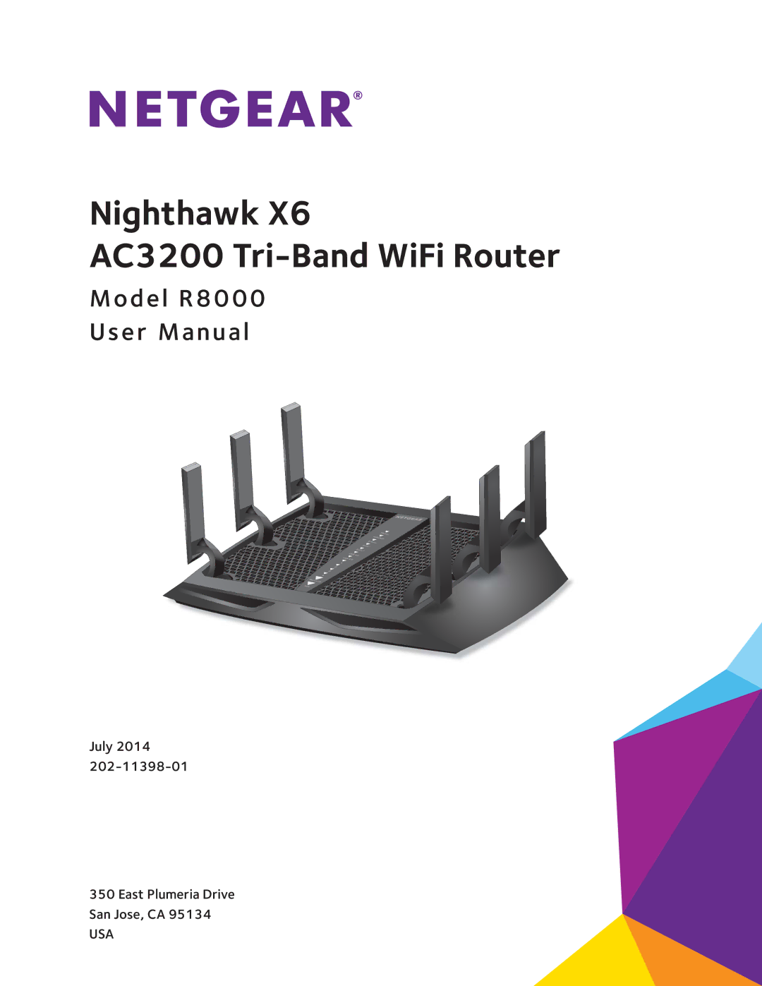 NETGEAR R8000 user manual Nighthawk AC3200 Tri-Band WiFi Router 