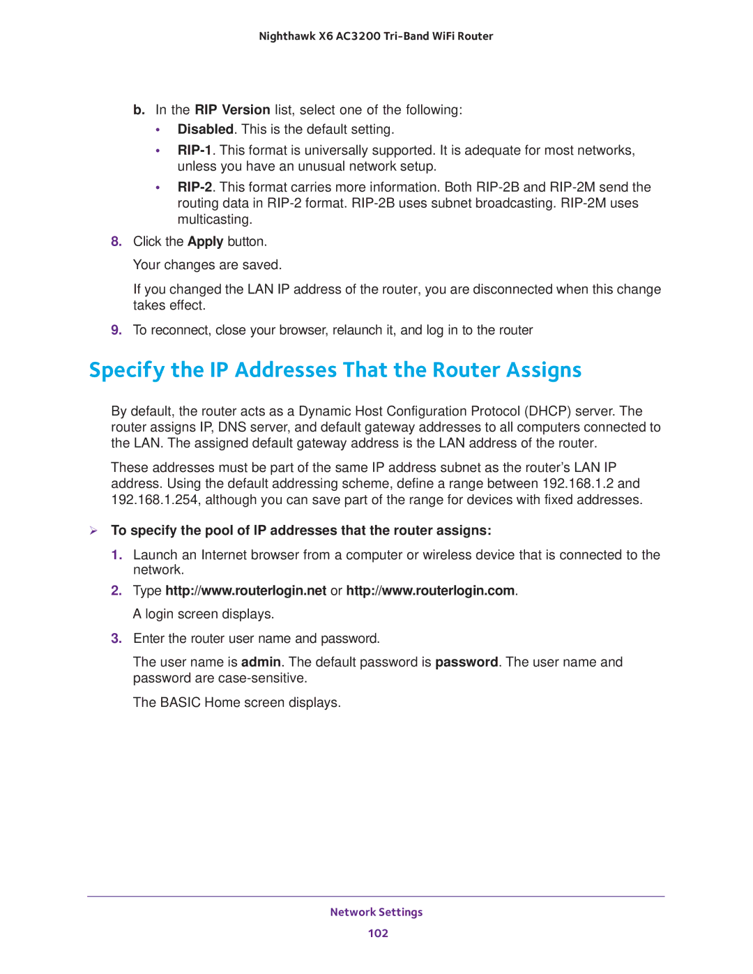 NETGEAR R8000 user manual Specify the IP Addresses That the Router Assigns 