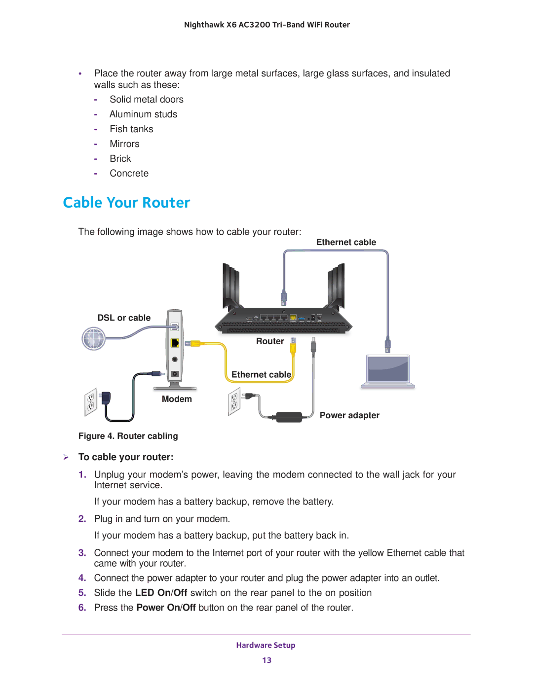 NETGEAR R8000 user manual Cable Your Router,  To cable your router 