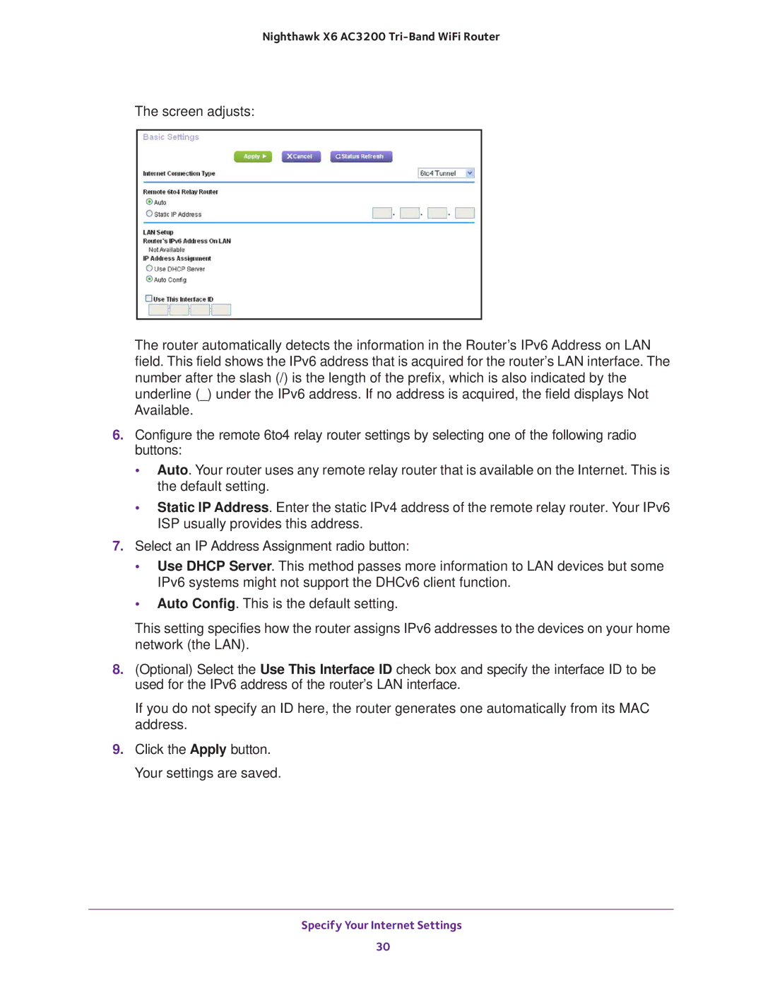 NETGEAR R8000 user manual Specify Your Internet Settings 