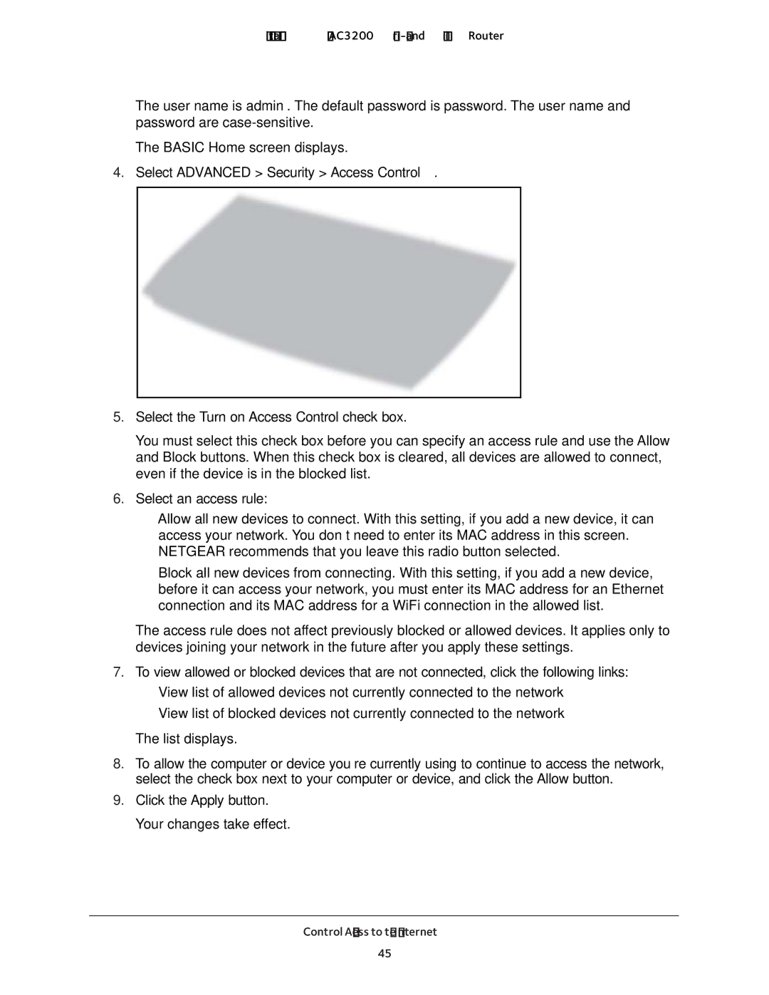 NETGEAR R8000 user manual List displays 