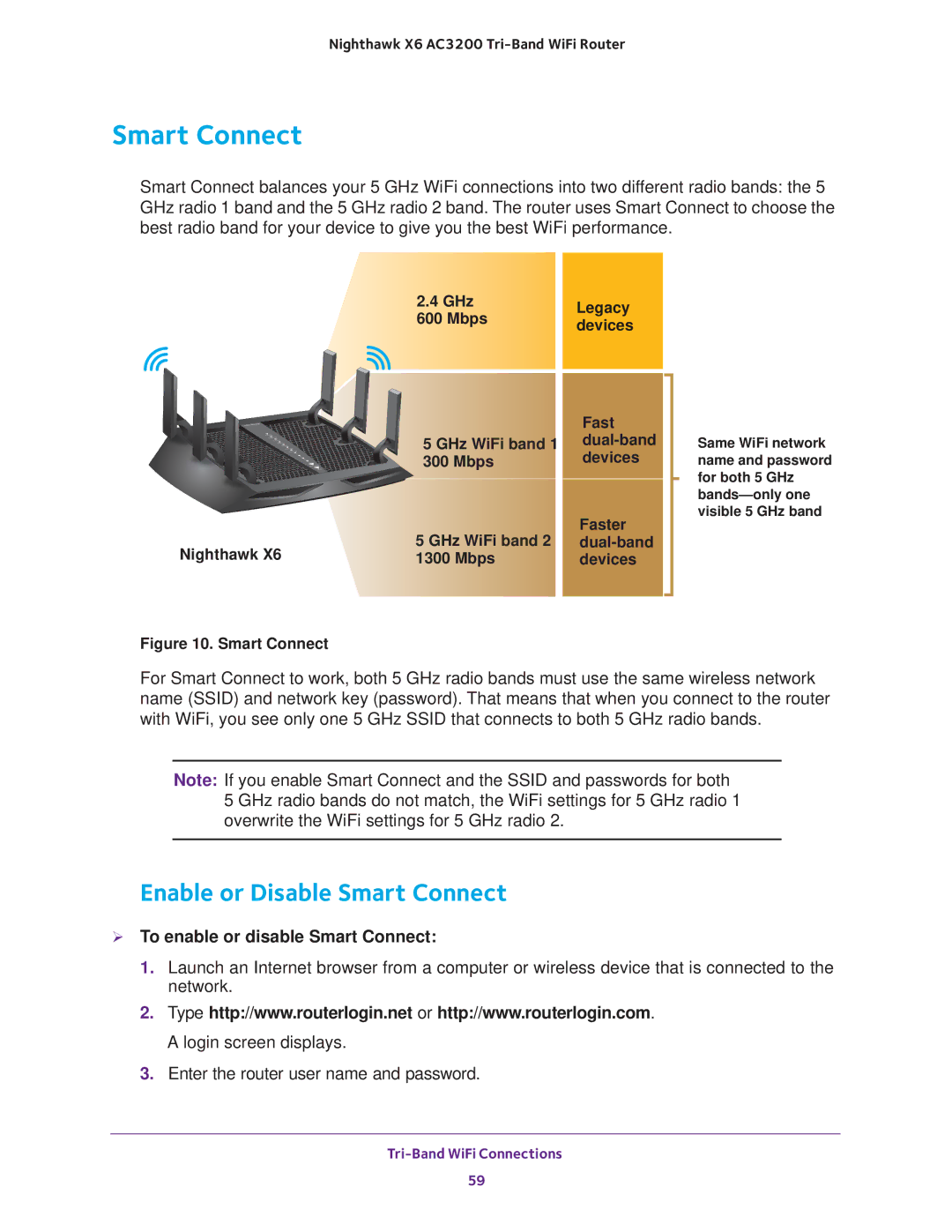 NETGEAR R8000 user manual Enable or Disable Smart Connect,  To enable or disable Smart Connect 