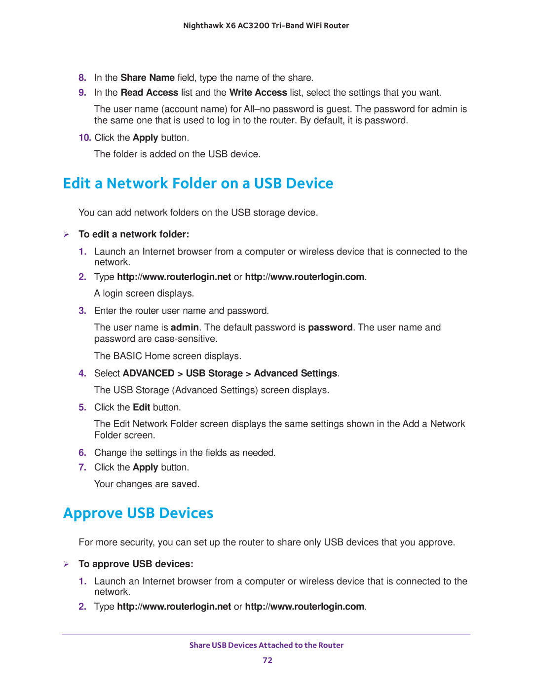 NETGEAR R8000 user manual Edit a Network Folder on a USB Device, Approve USB Devices,  To edit a network folder 