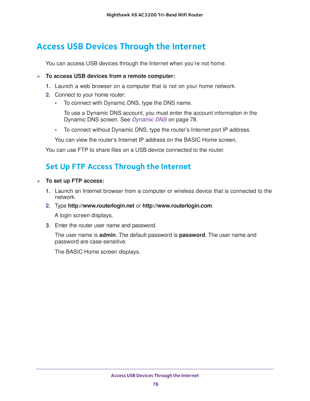 NETGEAR R8000 user manual Access USB Devices Through the Internet, Set Up FTP Access Through the Internet 