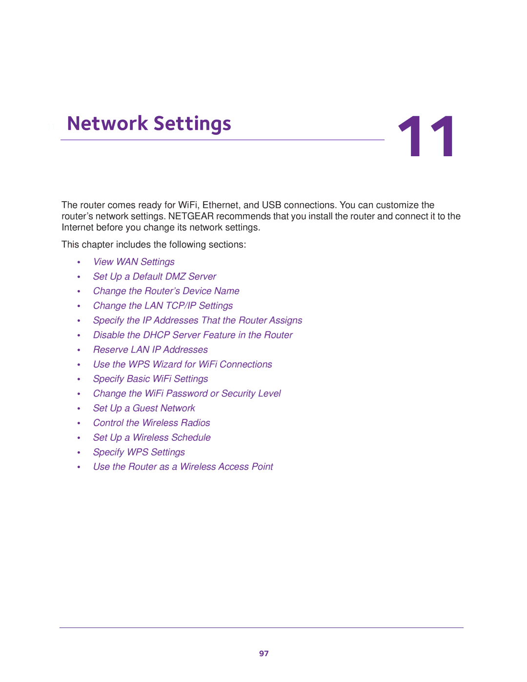 NETGEAR R8000 user manual Network Settings 