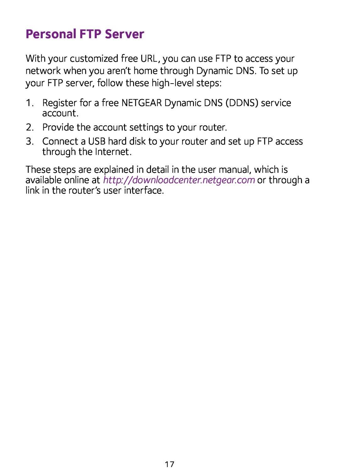 NETGEAR R8000 quick start Personal FTP Server 